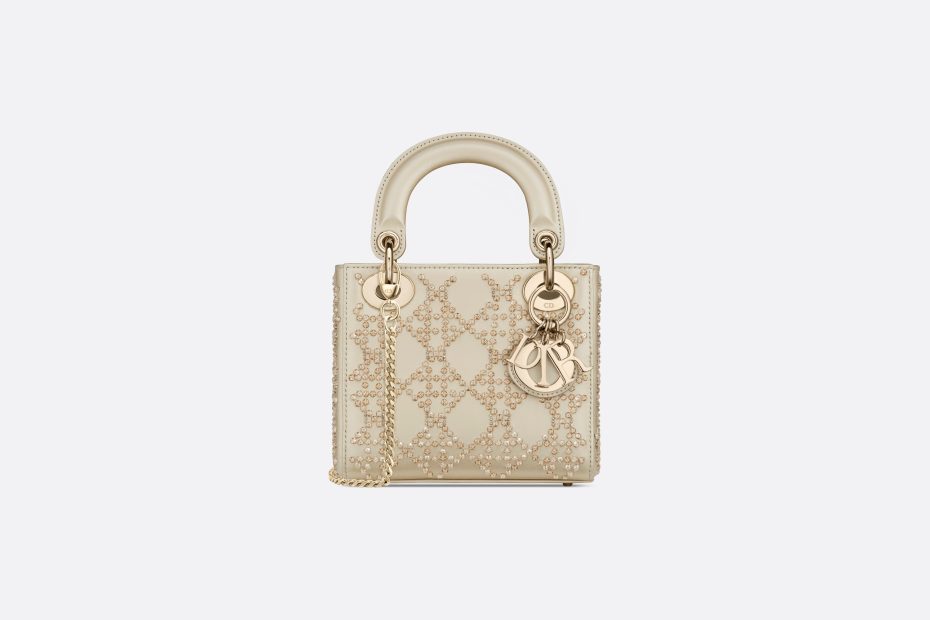 Mini Lady Dior Bag Platinum Metallic Cannage Lambskin With Beaded  Embroidery | Dior Us