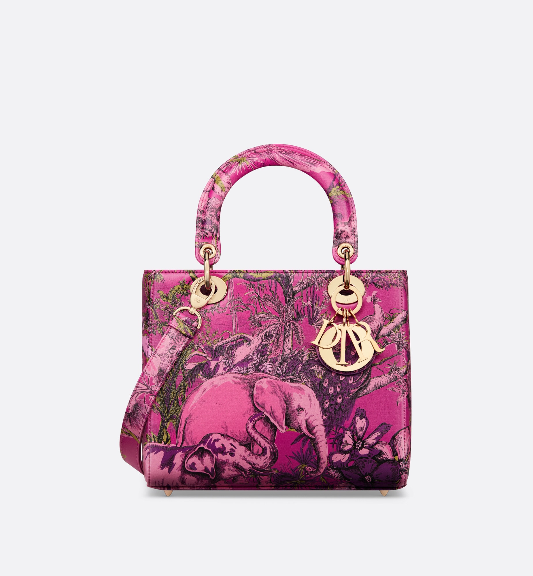 Medium Lady Dior Bag Fuchsia Multicolor Calfskin With Toile De Jouy Voyage  Print | Dior Us