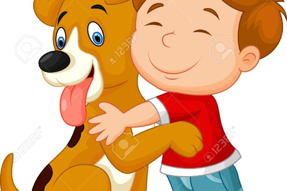 Happy Cartoon Young Boy Lovingly Hugging His Pet Dog Royalty Free Svg,  Cliparts, Vectors, And Stock Illustration. Image 34098918.