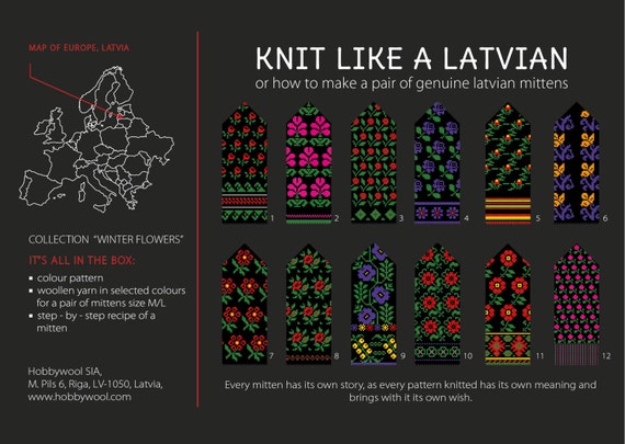 The Latvian Traditional Mitten Pattern Kit Knit Like A - Etsy