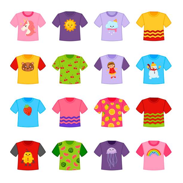 Vector Set Of Cartoon Different Tshirts Stock Illustration - Download Image  Now - T-Shirt, Child, Clothing - Istock